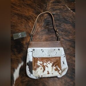 Myra Bag Rustic Brown and White Shoulder Bag